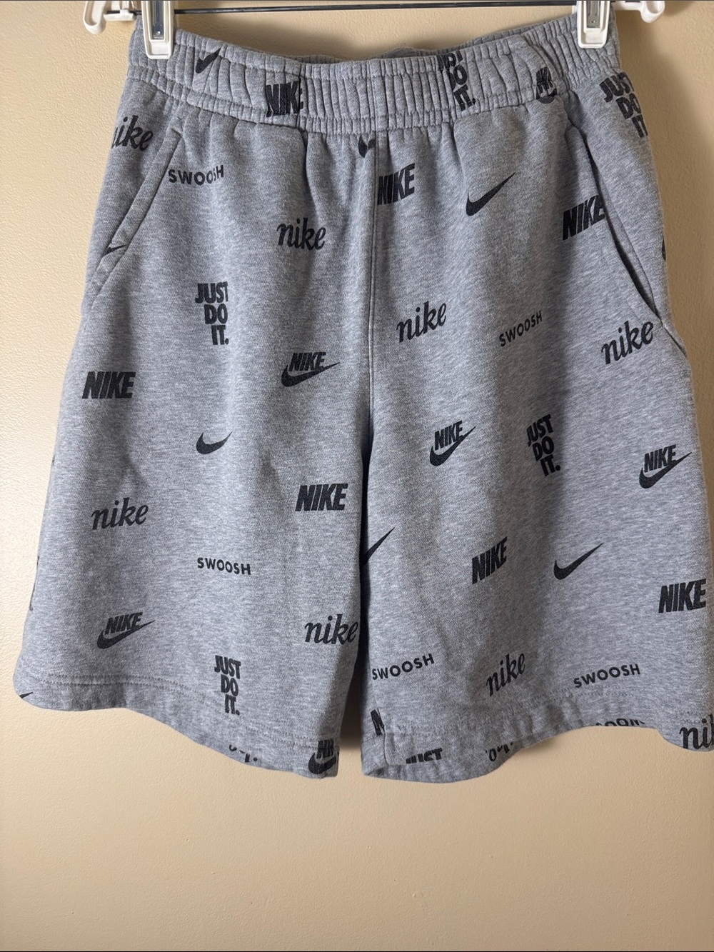 Nike Gray All-Over Logo Athletic Shorts